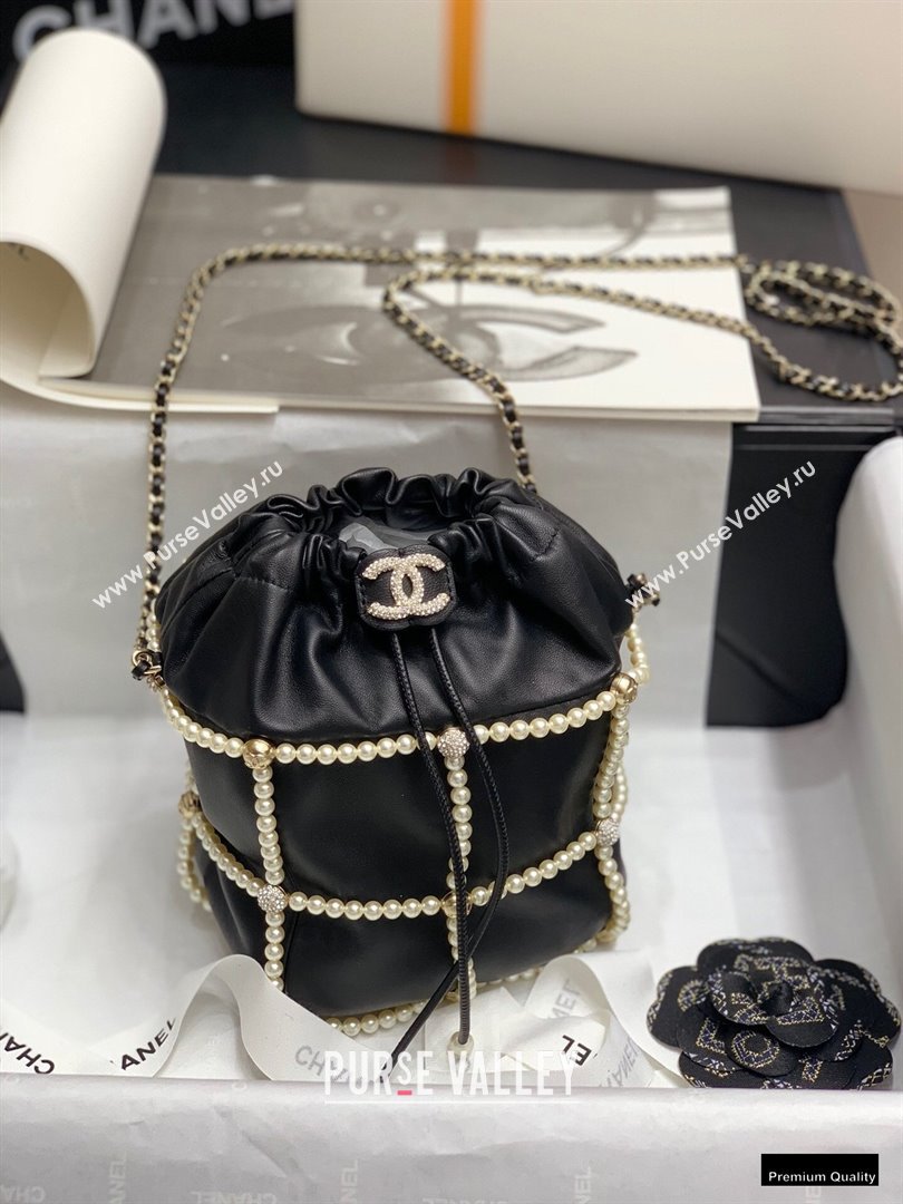 Chanel Drawstring Bucket Small Bag with Pearl Chain AS2314 Black 2021 (jiyuan-21010508)