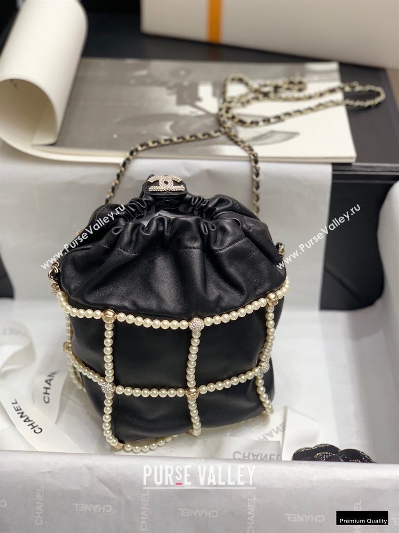 Chanel Drawstring Bucket Small Bag with Pearl Chain AS2314 Black 2021 (jiyuan-21010508)