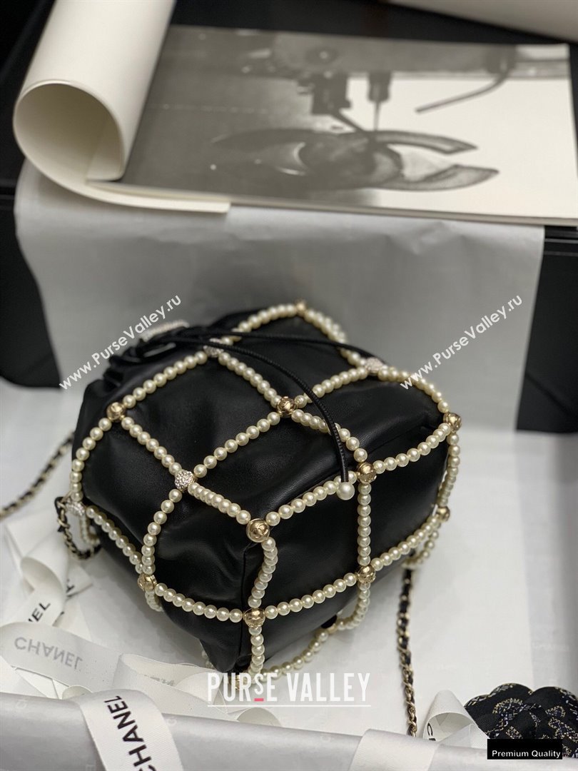 Chanel Drawstring Bucket Small Bag with Pearl Chain AS2314 Black 2021 (jiyuan-21010508)