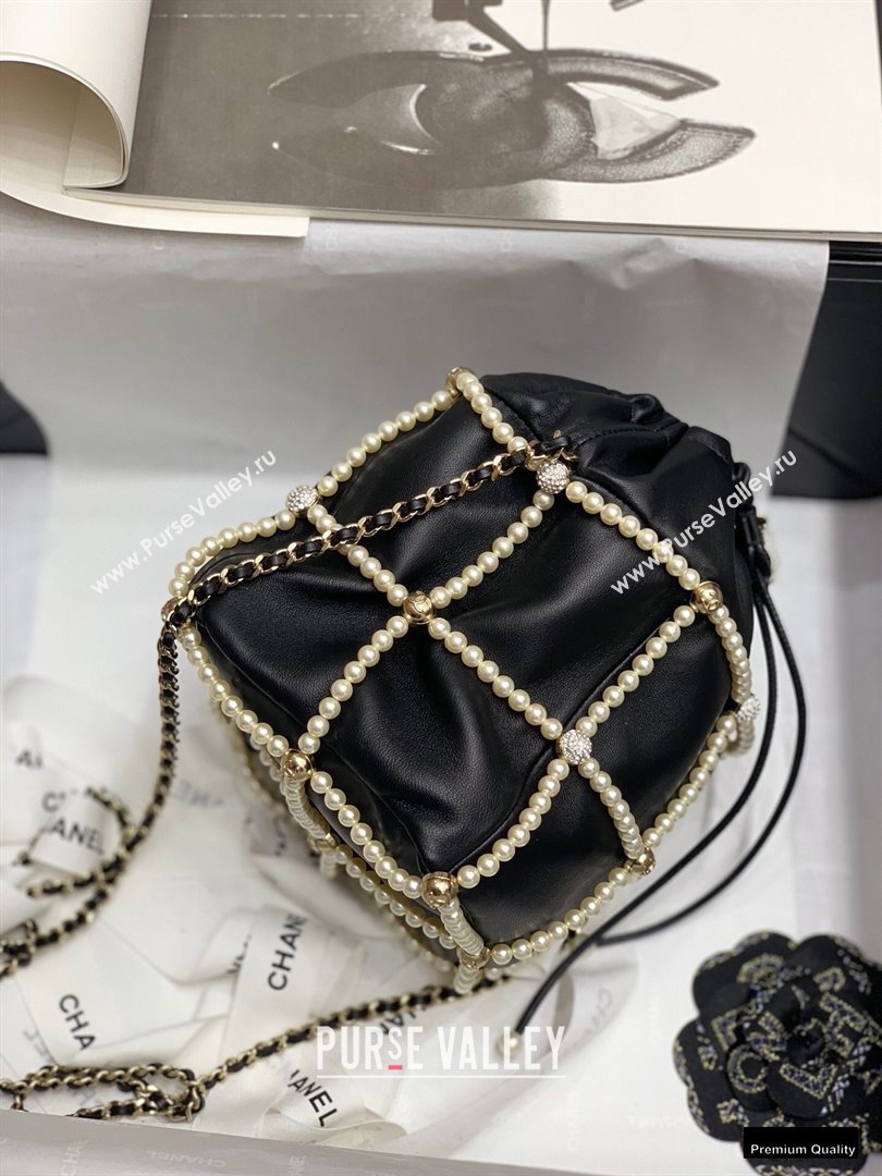 Chanel Drawstring Bucket Small Bag with Pearl Chain AS2314 Black 2021 (jiyuan-21010508)