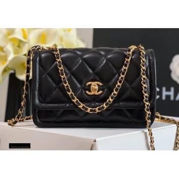 Chanel Lambskin CC Coin Wallet on Chain WOC Bag Black 2021 (jiyuan-21010514)