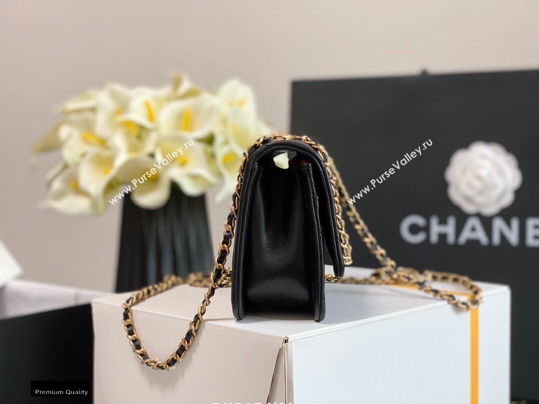 Chanel Lambskin CC Coin Wallet on Chain WOC Bag Black 2021 (jiyuan-21010514)