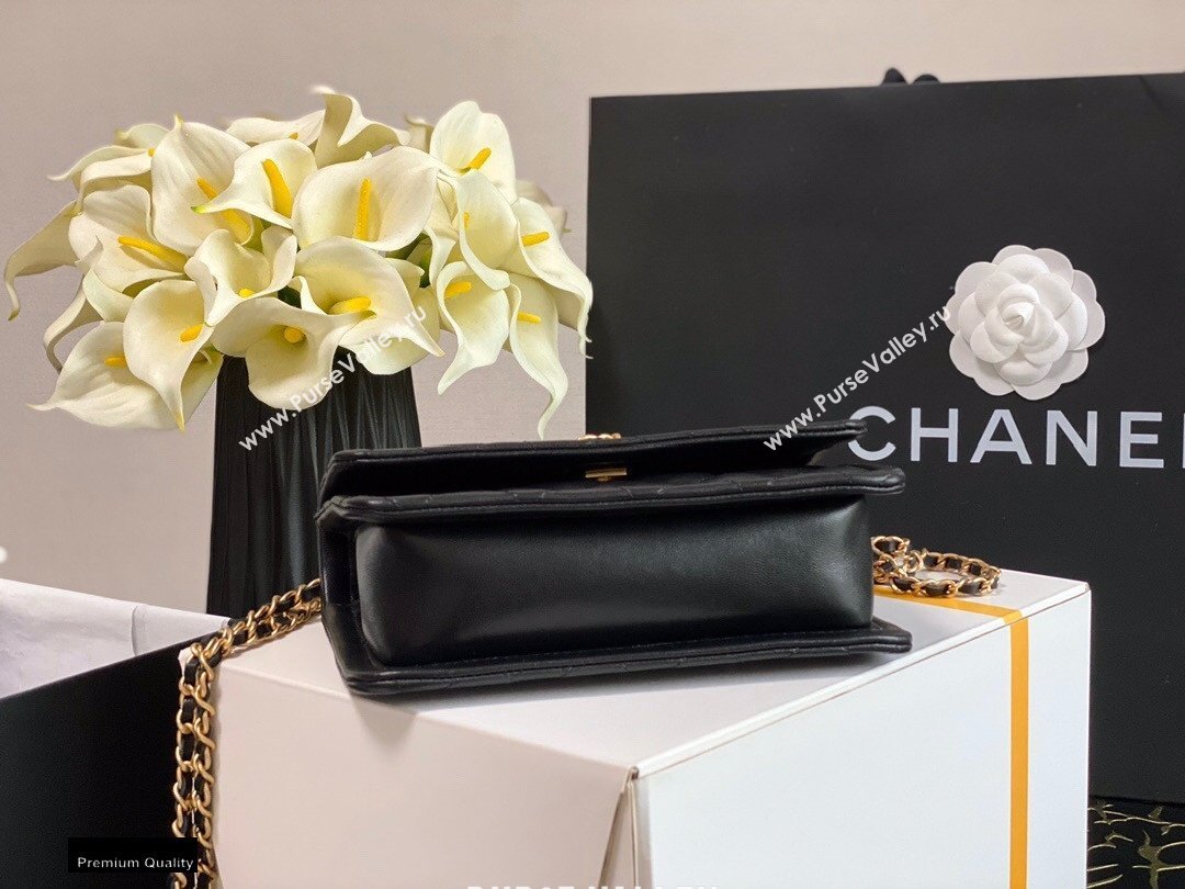 Chanel Lambskin CC Coin Wallet on Chain WOC Bag Black 2021 (jiyuan-21010514)