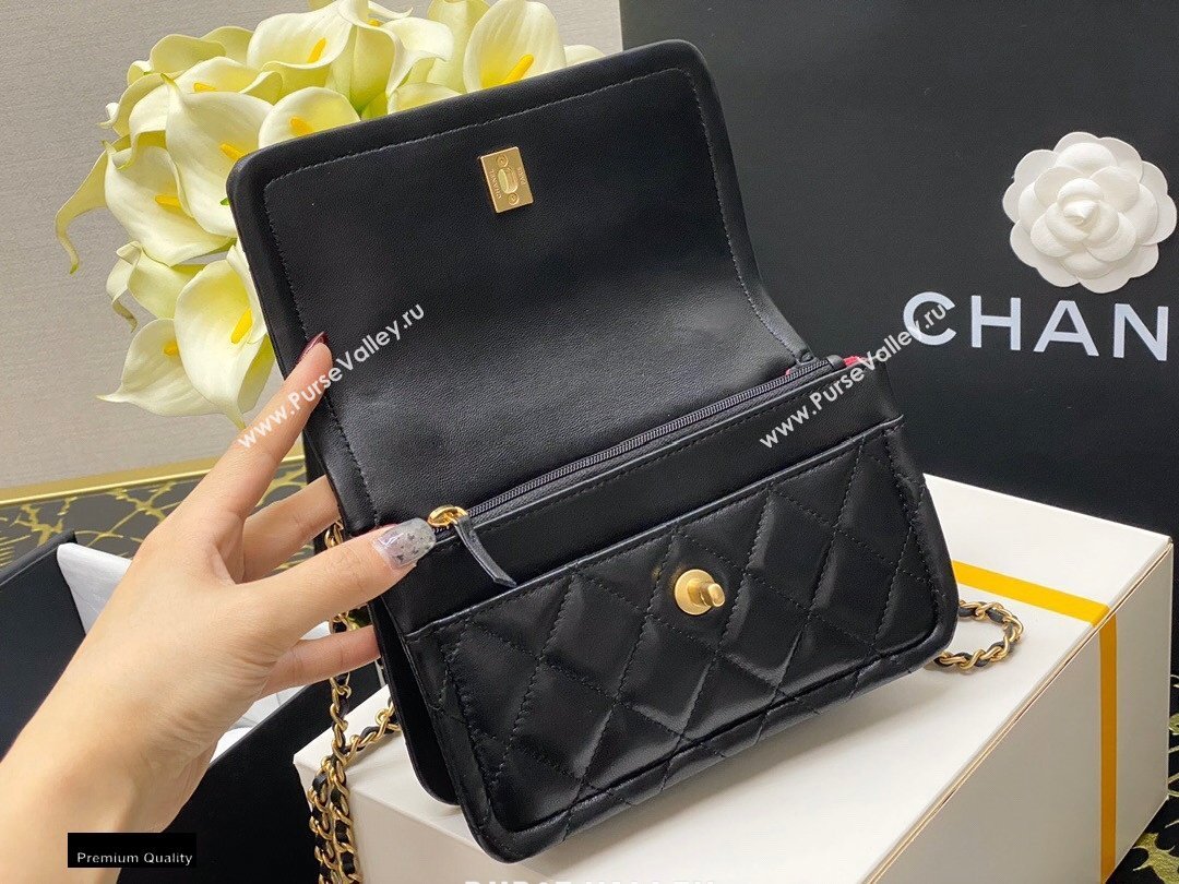 Chanel Lambskin CC Coin Wallet on Chain WOC Bag Black 2021 (jiyuan-21010514)