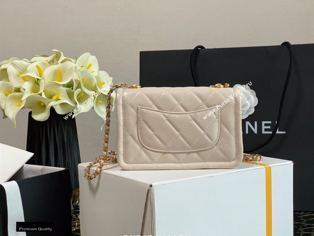 Chanel Lambskin CC Coin Wallet on Chain WOC Bag Beige 2021 (jiyuan-21010517)