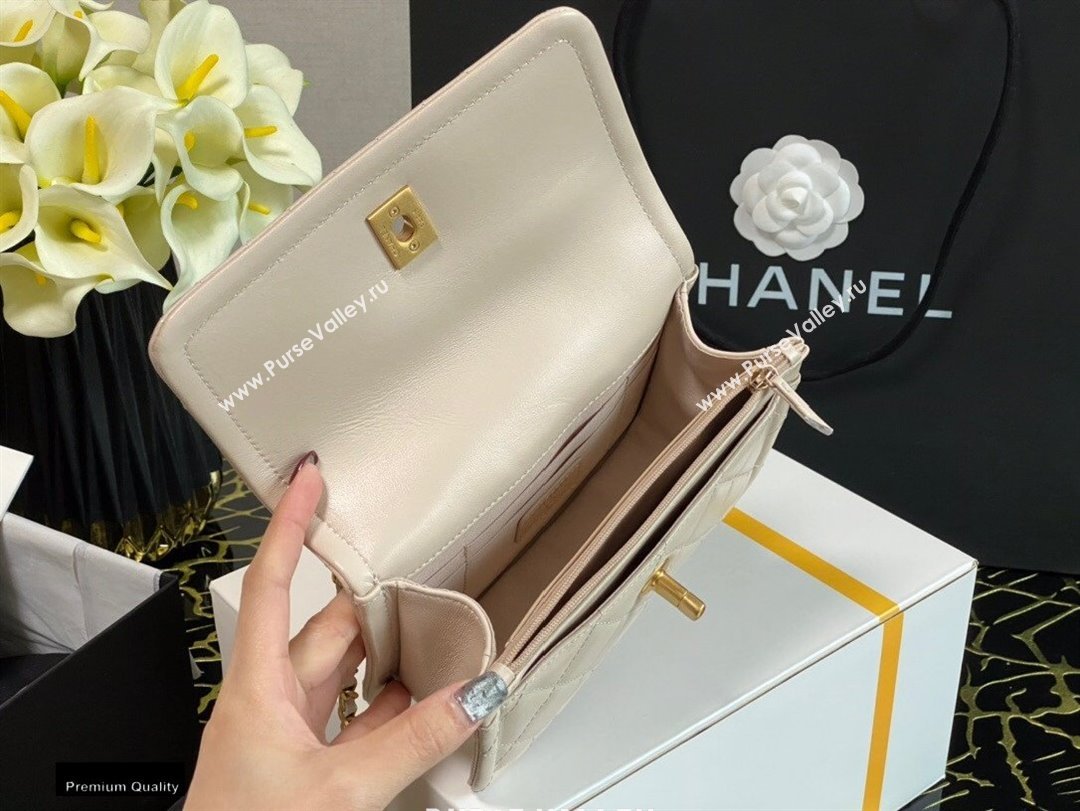 Chanel Lambskin CC Coin Wallet on Chain WOC Bag Beige 2021 (jiyuan-21010517)