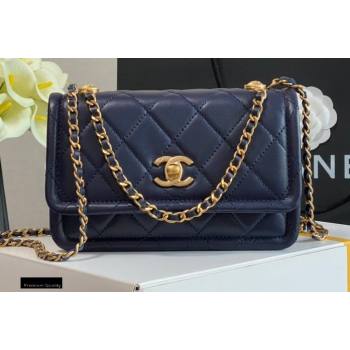 Chanel Lambskin CC Coin Wallet on Chain WOC Bag Navy Blue 2021 (jiyuan-21010515)