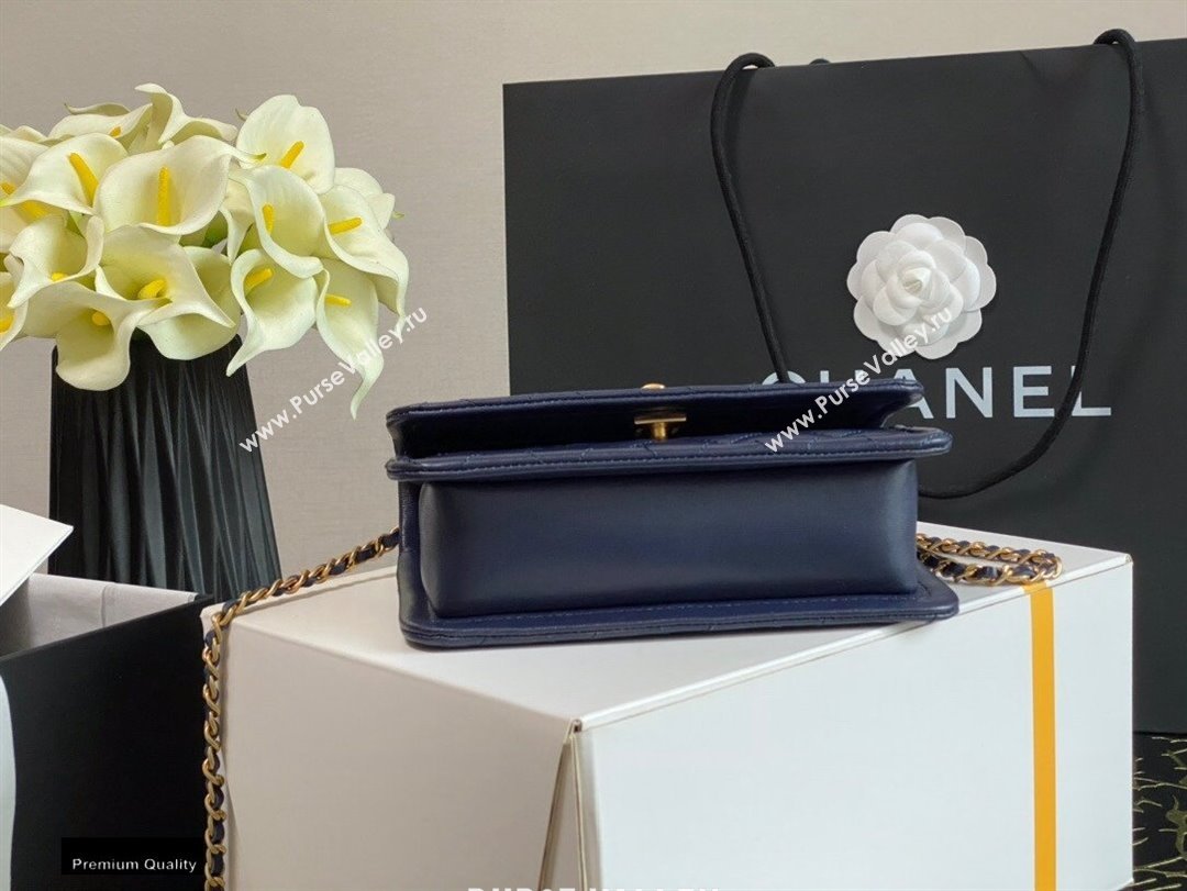 Chanel Lambskin CC Coin Wallet on Chain WOC Bag Navy Blue 2021 (jiyuan-21010515)