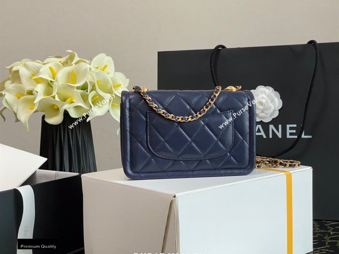 Chanel Lambskin CC Coin Wallet on Chain WOC Bag Navy Blue 2021 (jiyuan-21010515)