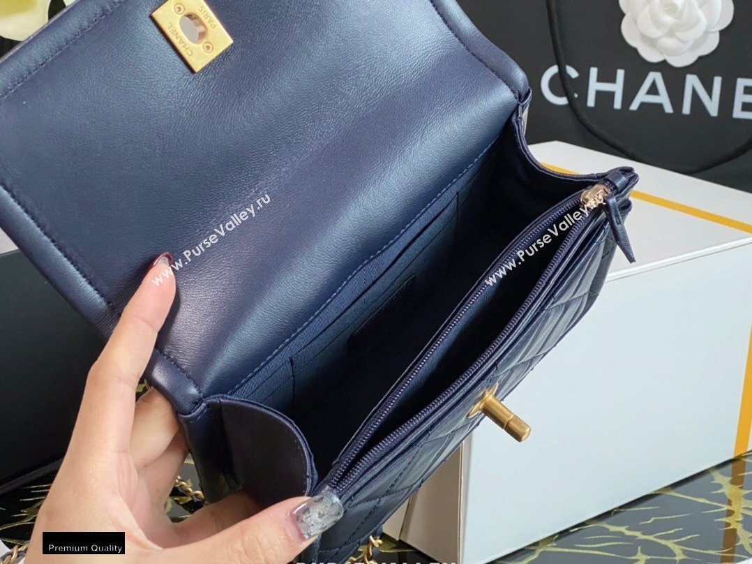 Chanel Lambskin CC Coin Wallet on Chain WOC Bag Navy Blue 2021 (jiyuan-21010515)