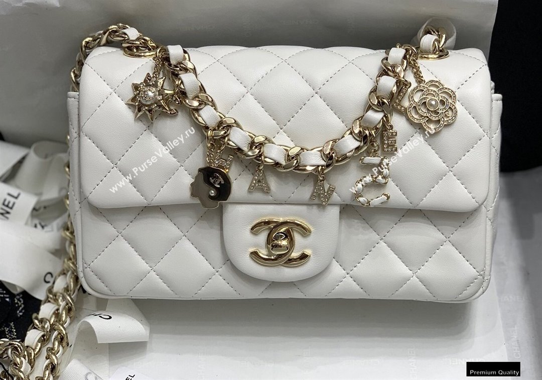 Chanel Classic Flap Small Bag with Charms AS2326 White 2021 (jiyuan-21010506)