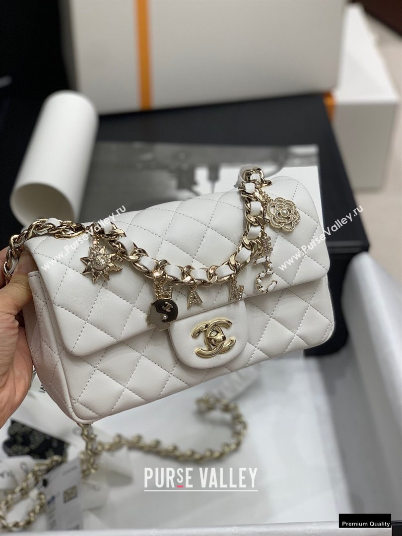 Chanel Classic Flap Small Bag with Charms AS2326 White 2021 (jiyuan-21010506)