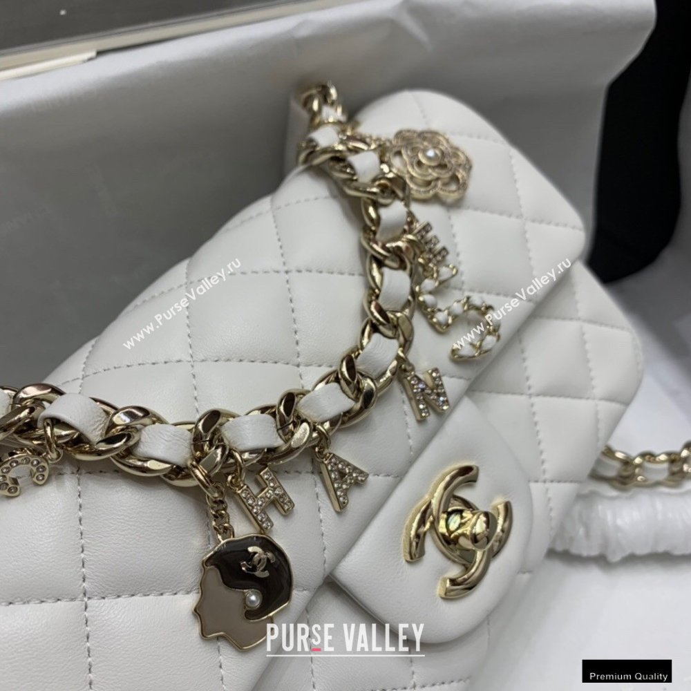 Chanel Classic Flap Small Bag with Charms AS2326 White 2021 (jiyuan-21010506)