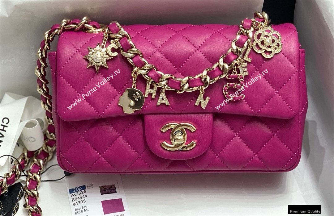 Chanel Classic Flap Small Bag with Charms AS2326 Fuchsia 2021 (jiyuan-21010507)