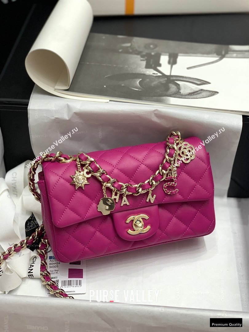 Chanel Classic Flap Small Bag with Charms AS2326 Fuchsia 2021 (jiyuan-21010507)