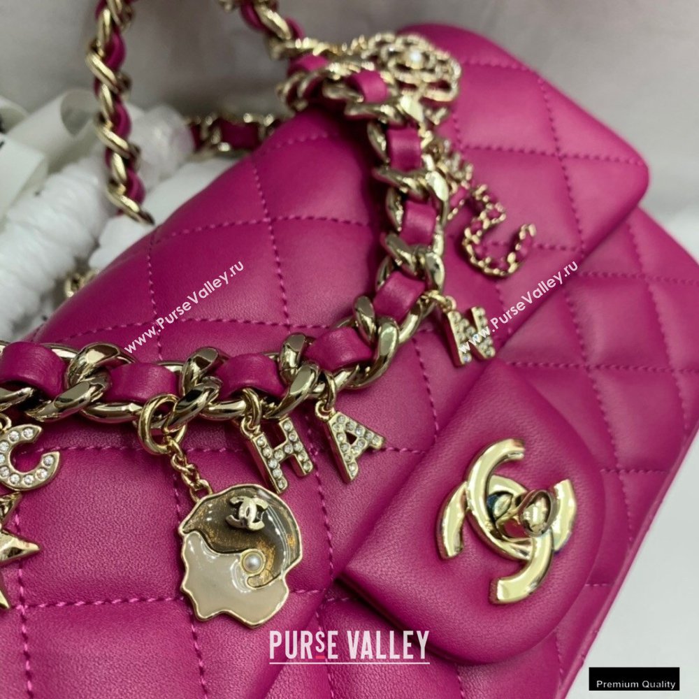 Chanel Classic Flap Small Bag with Charms AS2326 Fuchsia 2021 (jiyuan-21010507)