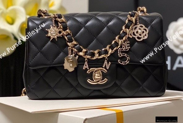 Chanel Classic Flap Small Bag with Charms AS2326 Black 2021 (jiyuan-21010505)