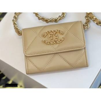 Chanel 19 Lambskin Flap Coin Purse with Chain AP1787 Beige 2021 (jiyuan-21010520)