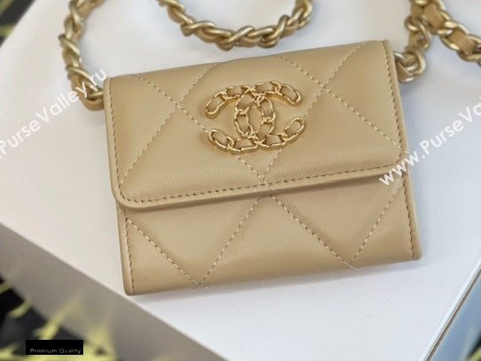 Chanel 19 Lambskin Flap Coin Purse with Chain AP1787 Beige 2021 (jiyuan-21010520)