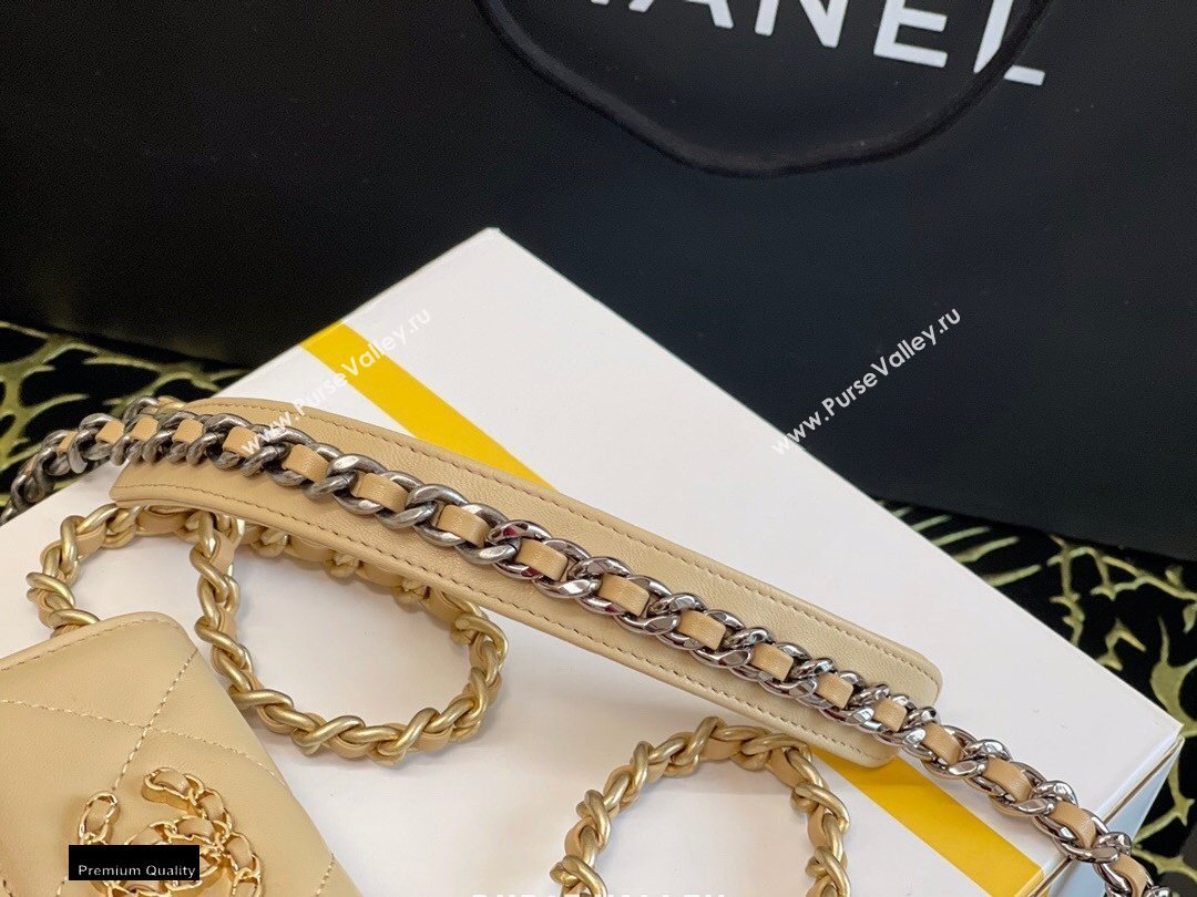 Chanel 19 Lambskin Flap Coin Purse with Chain AP1787 Beige 2021 (jiyuan-21010520)