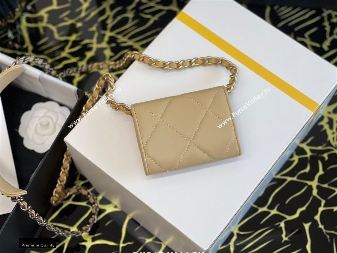 Chanel 19 Lambskin Flap Coin Purse with Chain AP1787 Beige 2021 (jiyuan-21010520)