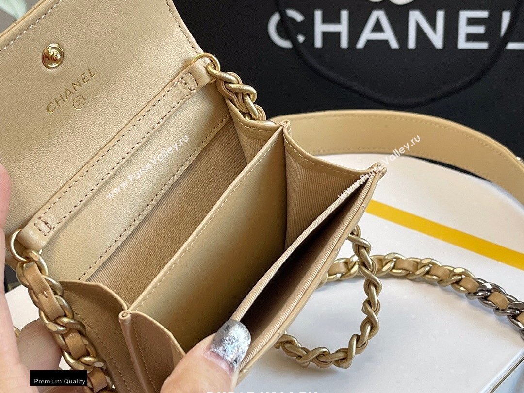 Chanel 19 Lambskin Flap Coin Purse with Chain AP1787 Beige 2021 (jiyuan-21010520)