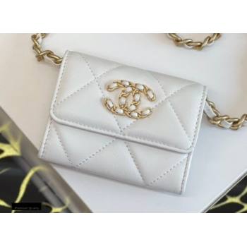 Chanel 19 Lambskin Flap Coin Purse with Chain AP1787 White 2021 (jiyuan-21010519)