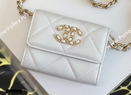 Chanel 19 Lambskin Flap Coin Purse with Chain AP1787 White 2021 (jiyuan-21010519)