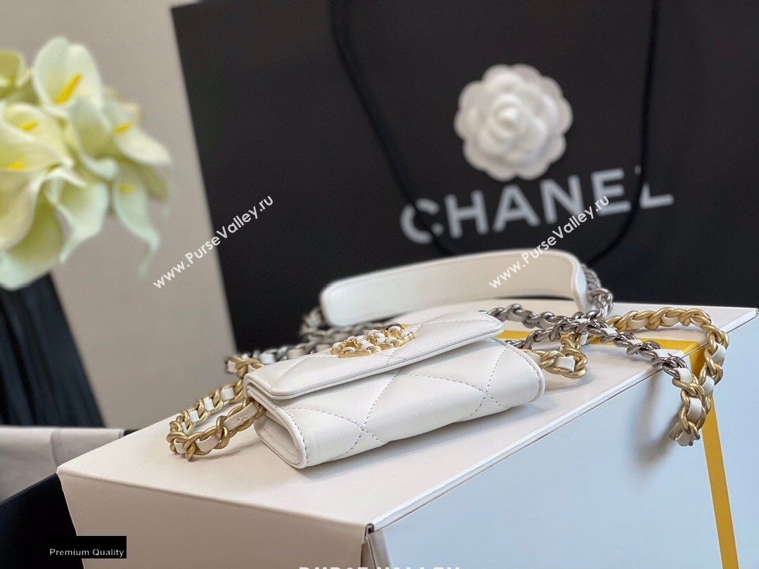 Chanel 19 Lambskin Flap Coin Purse with Chain AP1787 White 2021 (jiyuan-21010519)