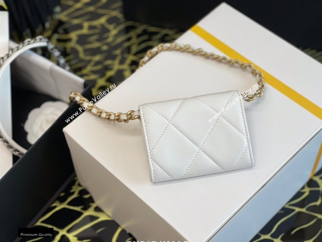 Chanel 19 Lambskin Flap Coin Purse with Chain AP1787 White 2021 (jiyuan-21010519)