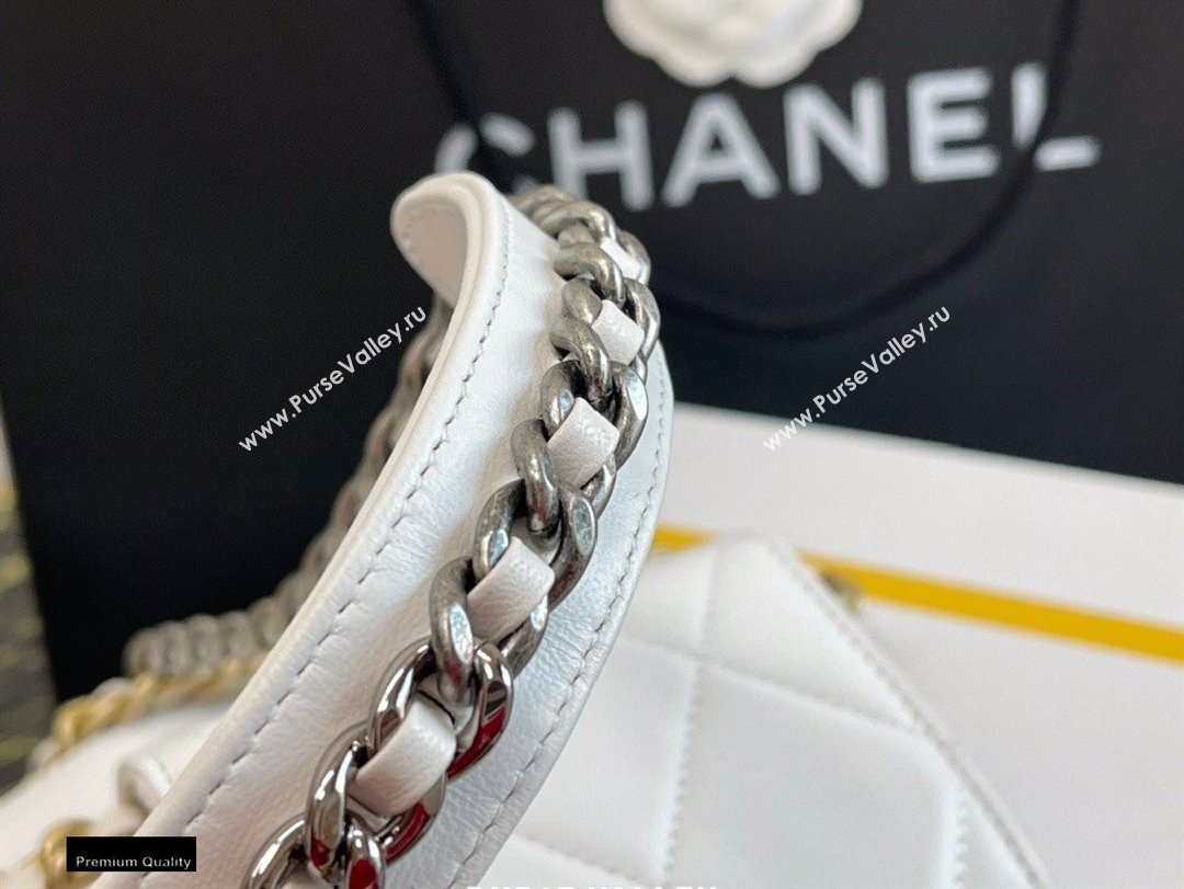 Chanel 19 Lambskin Flap Coin Purse with Chain AP1787 White 2021 (jiyuan-21010519)