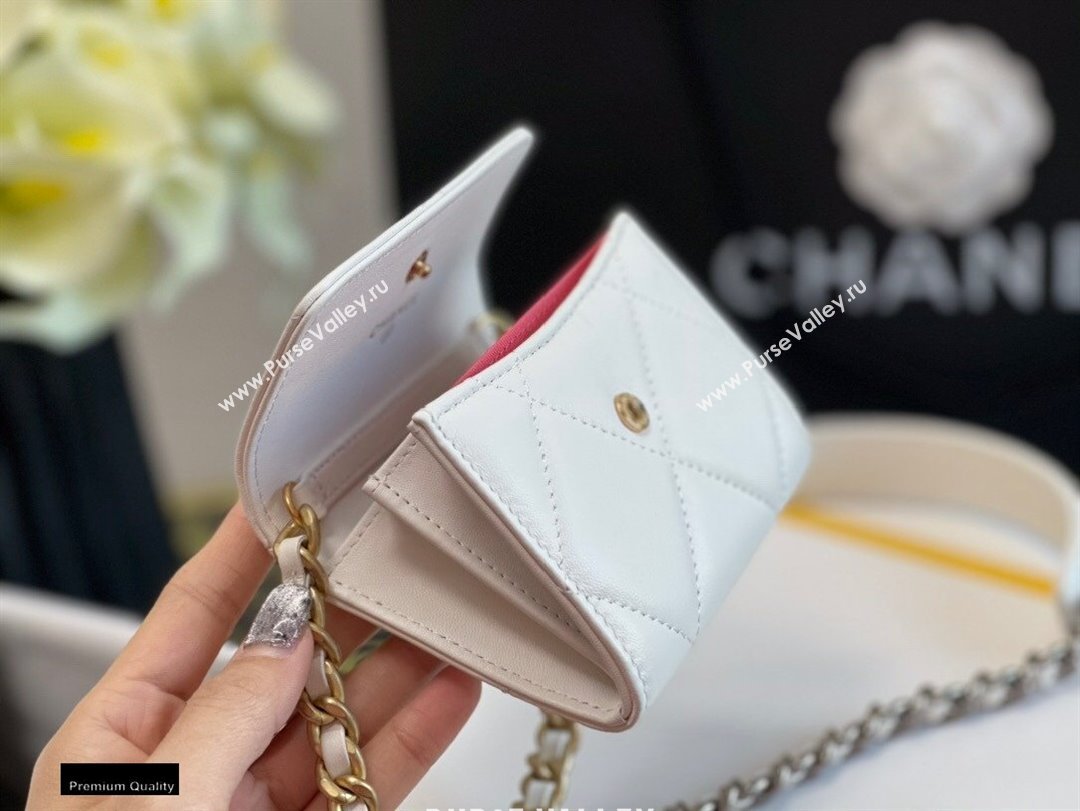 Chanel 19 Lambskin Flap Coin Purse with Chain AP1787 White 2021 (jiyuan-21010519)