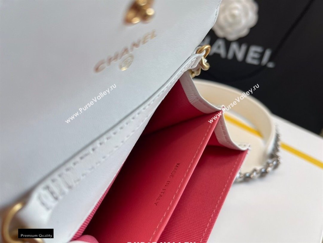 Chanel 19 Lambskin Flap Coin Purse with Chain AP1787 White 2021 (jiyuan-21010519)