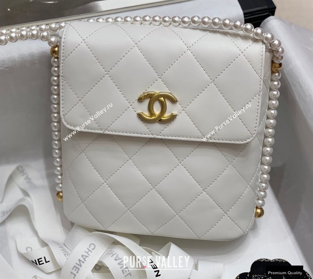 Chanel Pearl Around Flap Bag White 2021 (jiyuan-21010512)