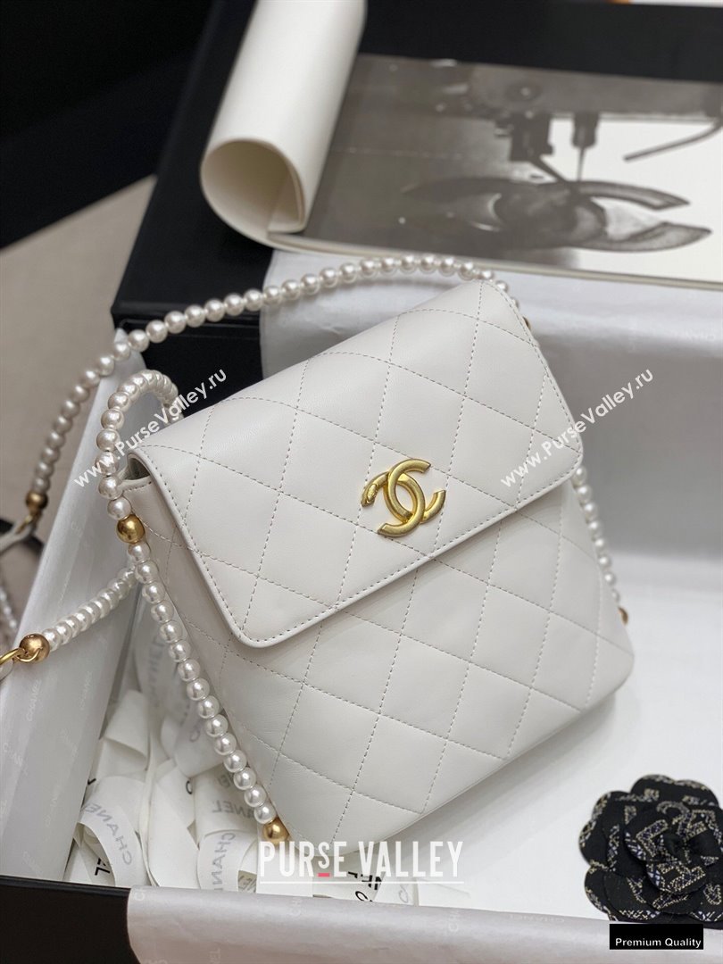 Chanel Pearl Around Flap Bag White 2021 (jiyuan-21010512)