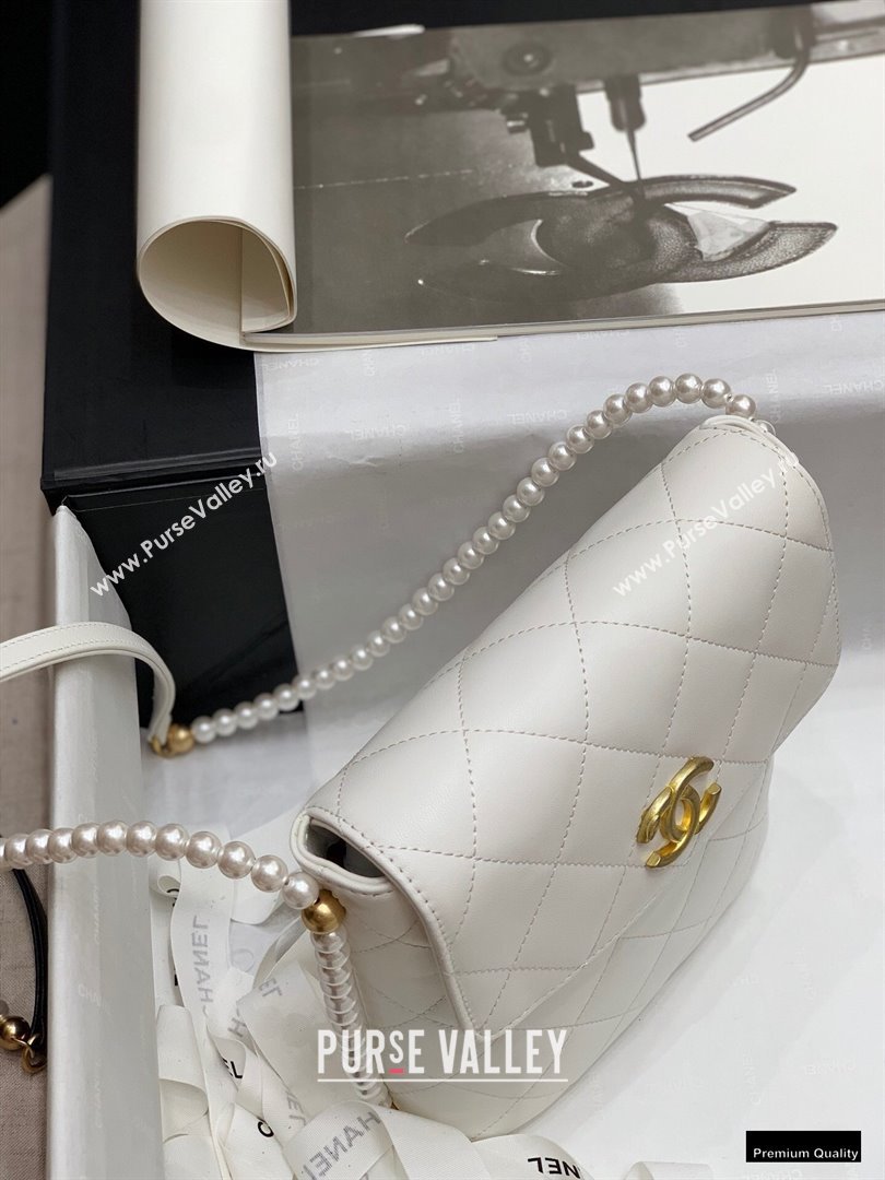 Chanel Pearl Around Flap Bag White 2021 (jiyuan-21010512)