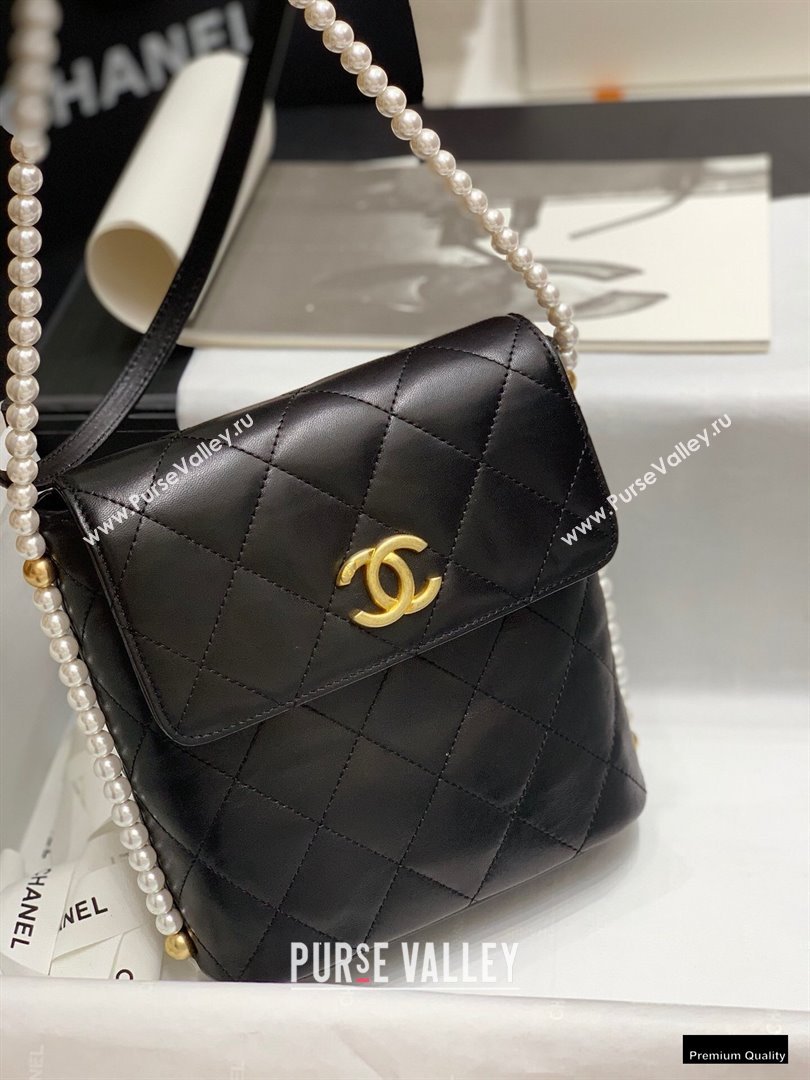 Chanel Pearl Around Flap Bag Black 2021 (jiyuan-21010511)