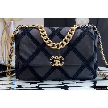 Chanel 19 Calfskin/Crochet Large Flap Bag AS1161 Black 2020 (jiyuan-21010501)