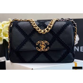 Chanel 19 Calfskin/Crochet Small Flap Bag AS1160 Black 2020 (jiyuan-21010503)