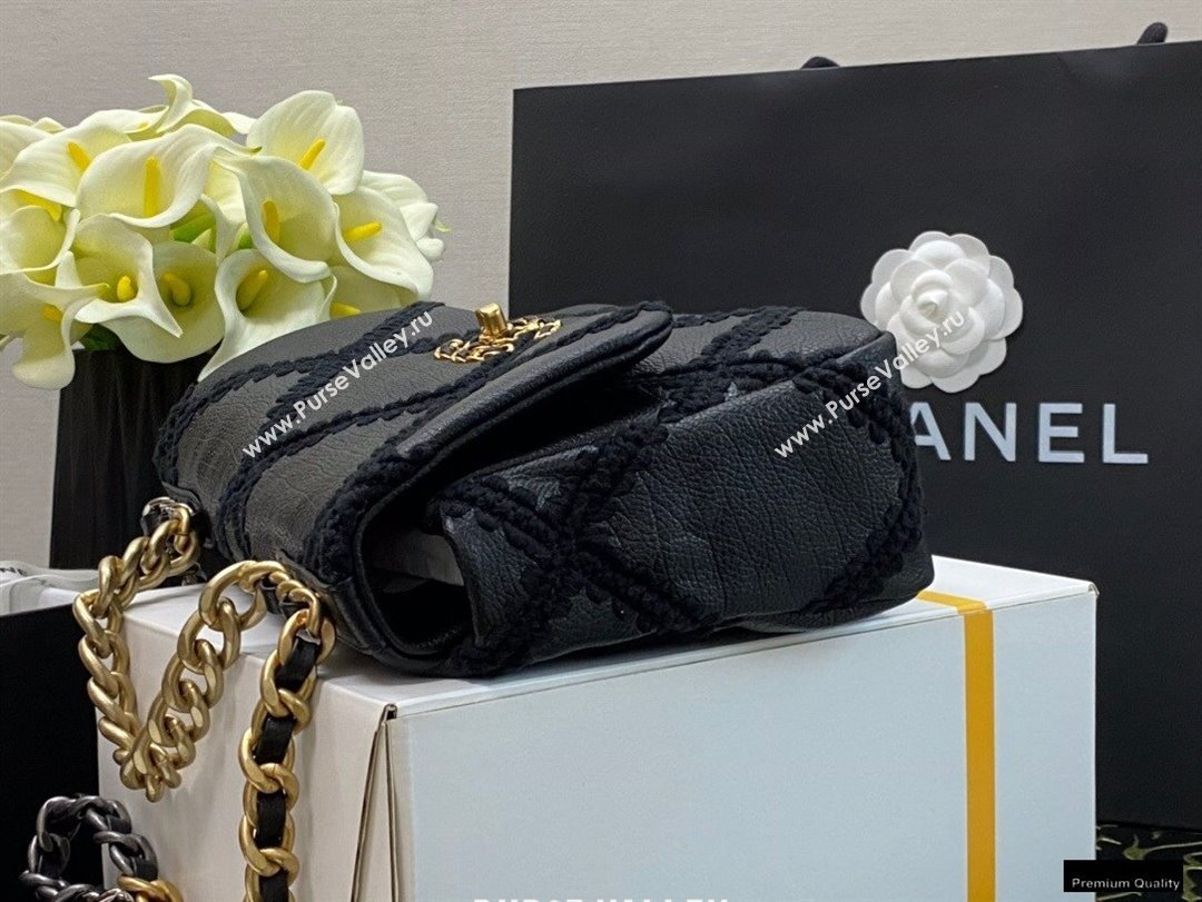 Chanel 19 Calfskin/Crochet Small Flap Bag AS1160 Black 2020 (jiyuan-21010503)