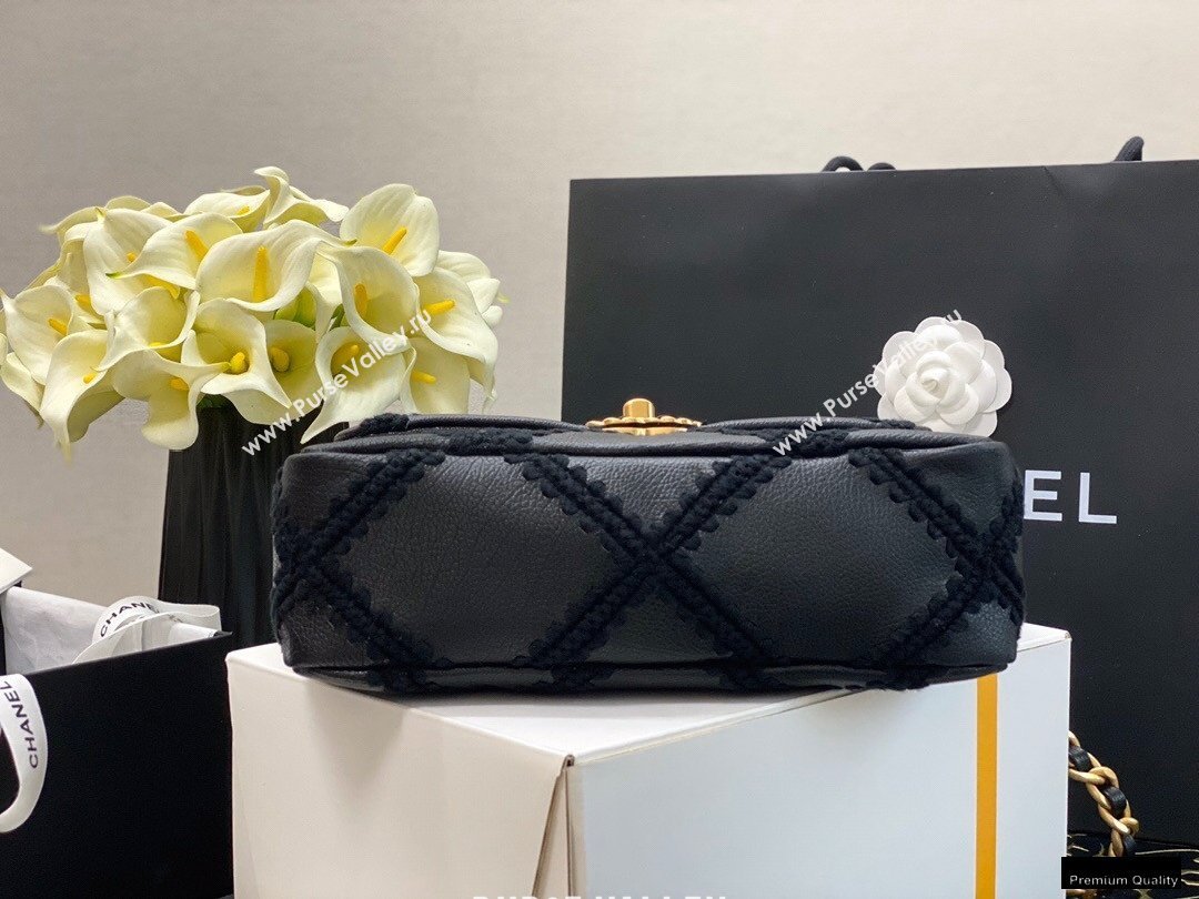 Chanel 19 Calfskin/Crochet Small Flap Bag AS1160 Black 2020 (jiyuan-21010503)
