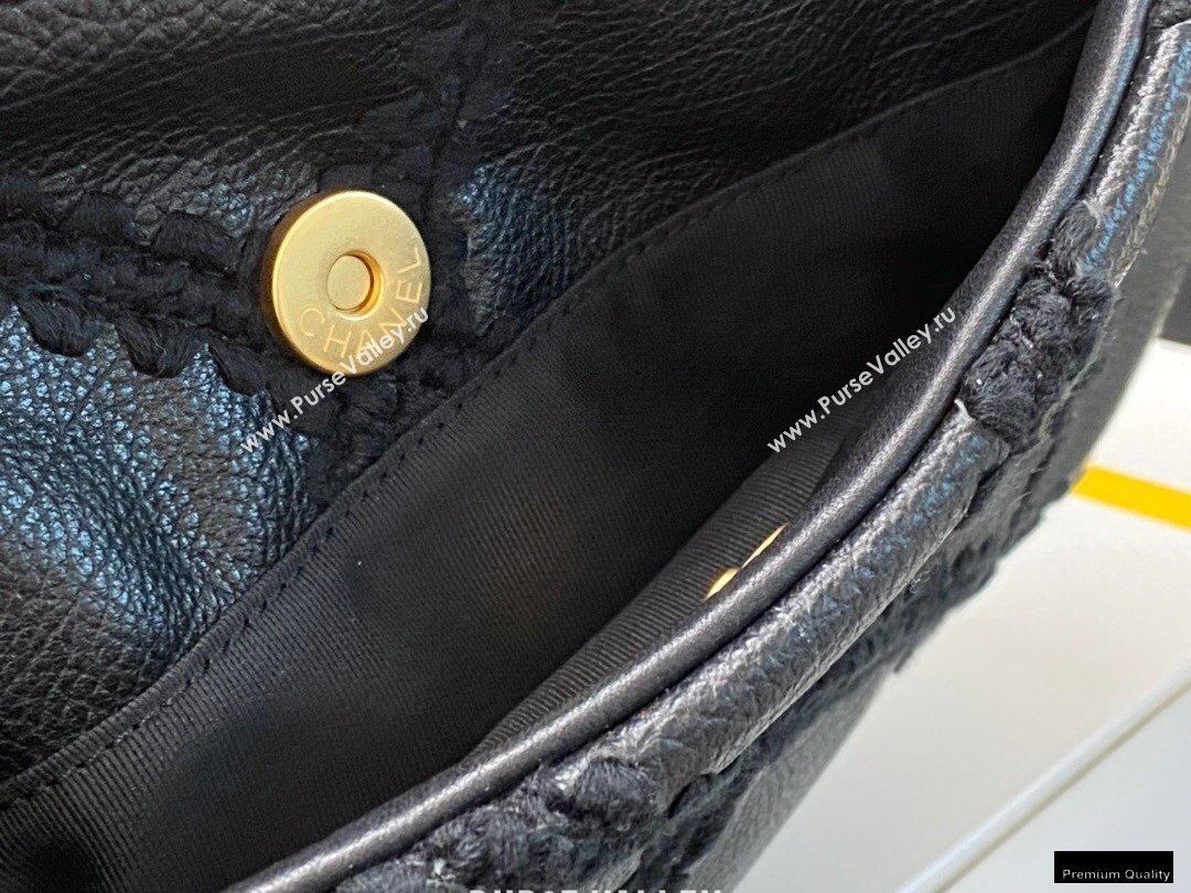 Chanel 19 Calfskin/Crochet Small Flap Bag AS1160 Black 2020 (jiyuan-21010503)