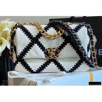 Chanel 19 Calfskin/Crochet Small Flap Bag AS1160 White 2020 (jiyuan-21010504)