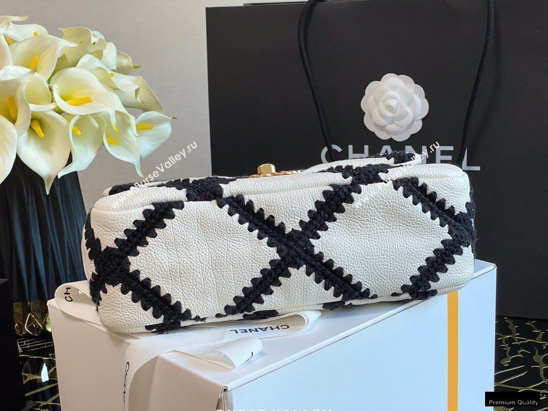 Chanel 19 Calfskin/Crochet Small Flap Bag AS1160 White 2020 (jiyuan-21010504)