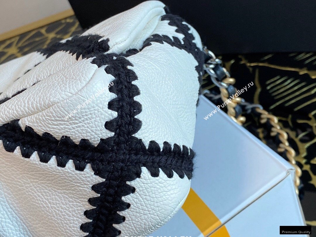 Chanel 19 Calfskin/Crochet Small Flap Bag AS1160 White 2020 (jiyuan-21010504)