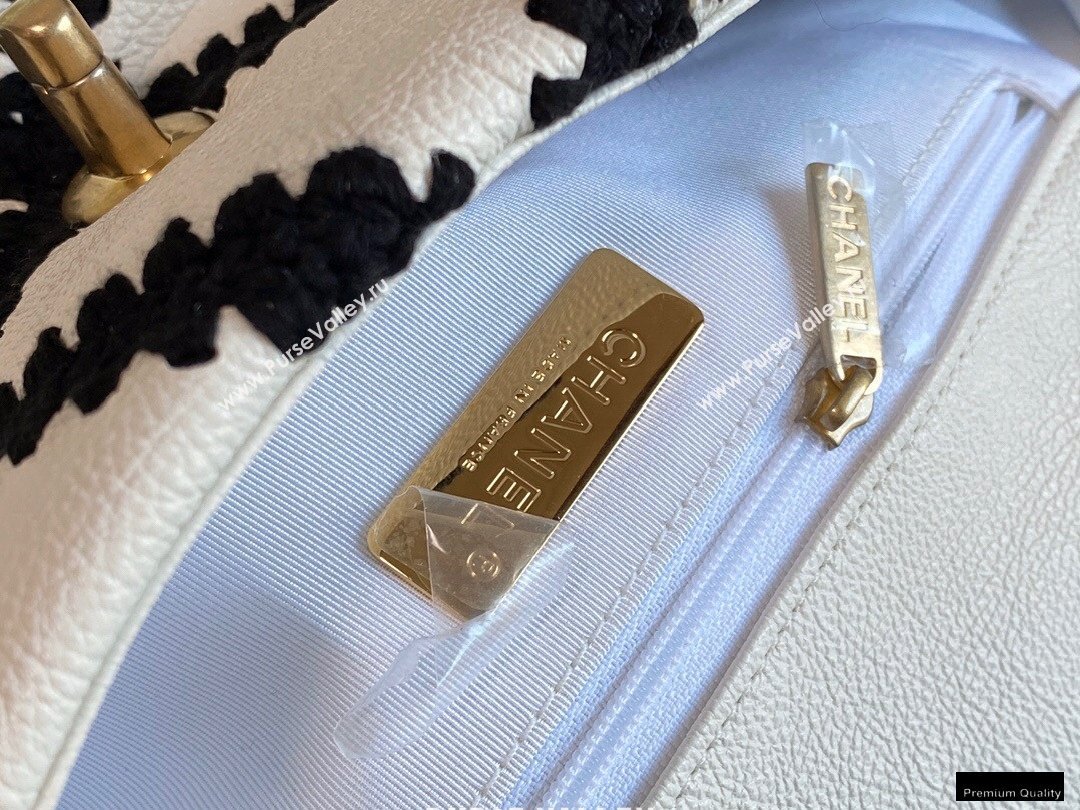 Chanel 19 Calfskin/Crochet Small Flap Bag AS1160 White 2020 (jiyuan-21010504)