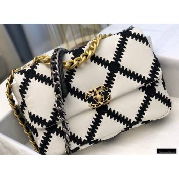 Chanel 19 Calfskin/Crochet Large Flap Bag AS1161 White 2020 (jiyuan-21010502)