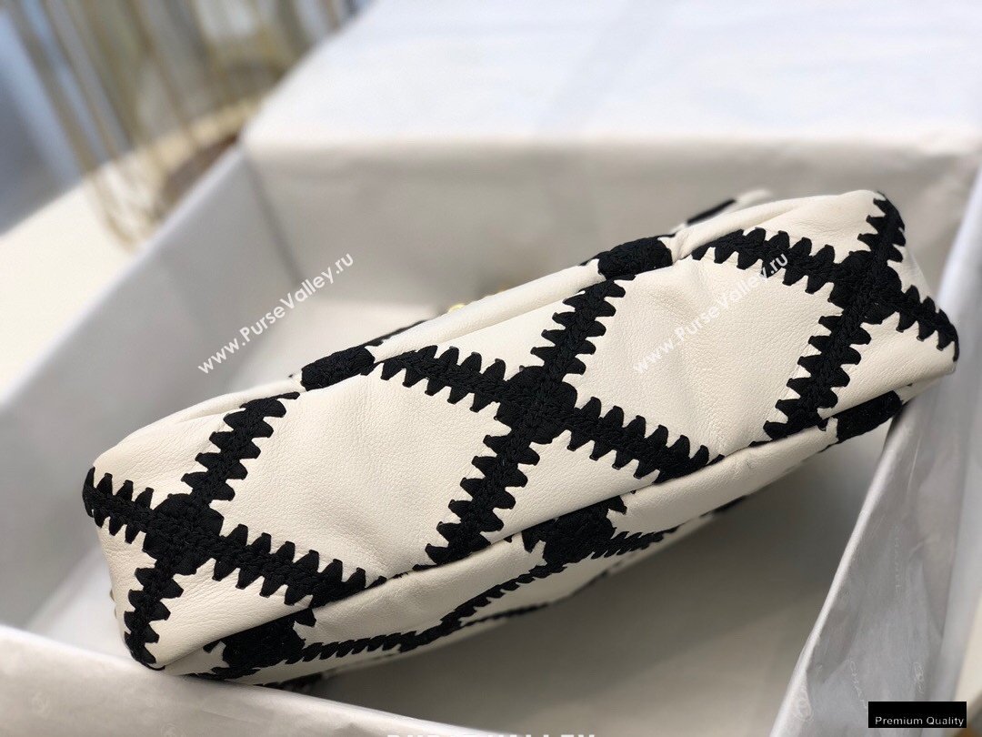 Chanel 19 Calfskin/Crochet Large Flap Bag AS1161 White 2020 (jiyuan-21010502)