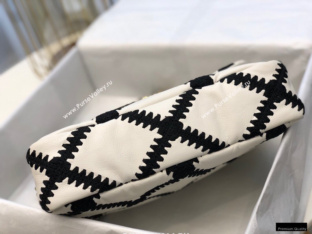 Chanel 19 Calfskin/Crochet Large Flap Bag AS1161 White 2020 (jiyuan-21010502)
