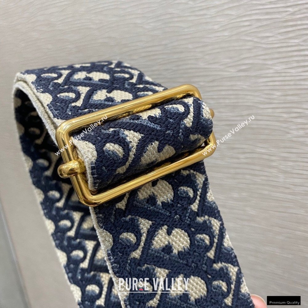 Dior Oblique Embroidered Adjustable Shoulder Strap Blue 2021 (vivi-21010708)